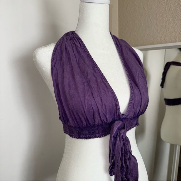 Purple Halter cotton boho Top - Picture 2 of 4